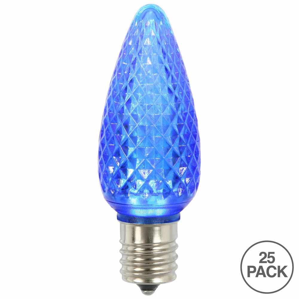 25Pk - Vickerman .8W C9 LED Blue Faceted Twinkle Replacement Light Bulb 120v - Image 2