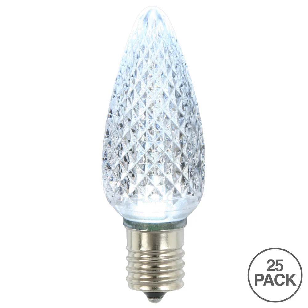 25Pk - Vickerman .8W C9 LED Cool White Faceted Twinkle Replacement Light Bulb - Image 2