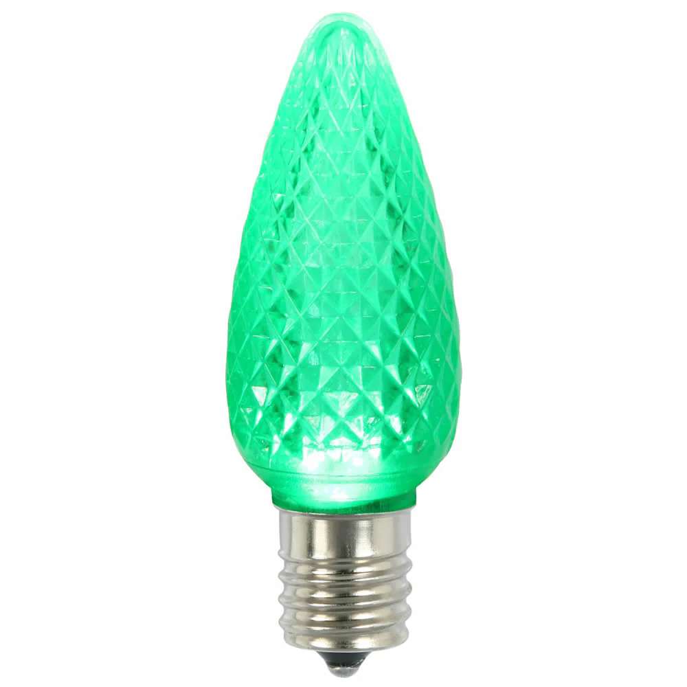 25Pk - Vickerman .8W C9 LED Green Faceted Twinkle Replacement Light Bulb 120v