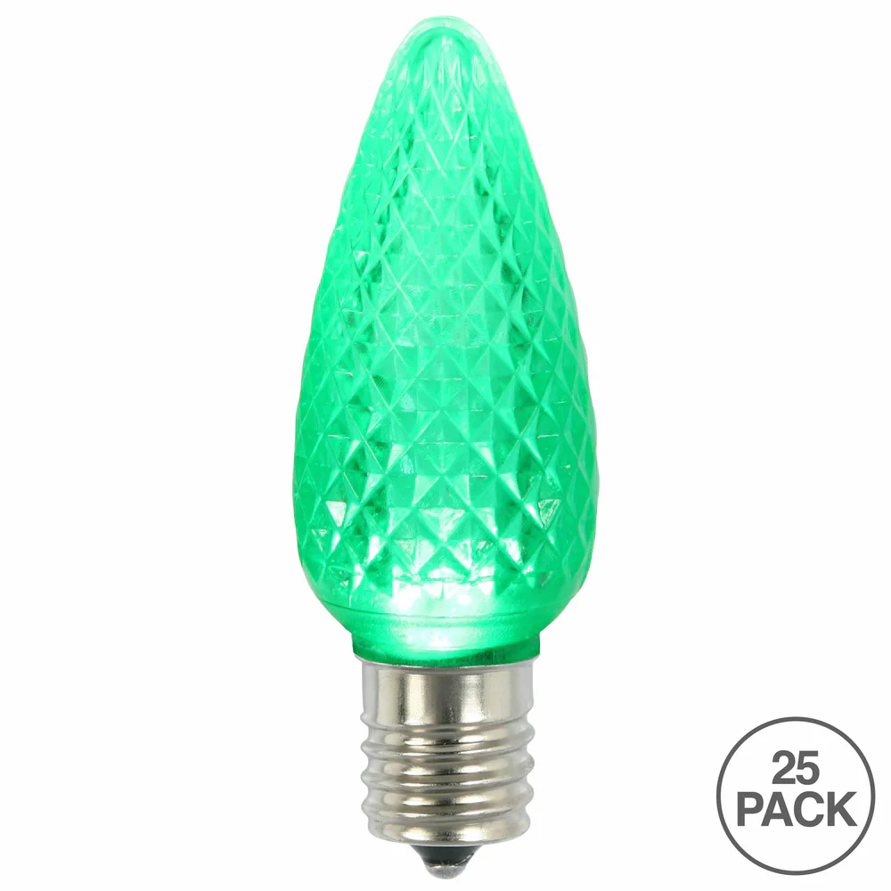 25Pk - Vickerman .8W C9 LED Green Faceted Twinkle Replacement Light Bulb 120v - Image 2
