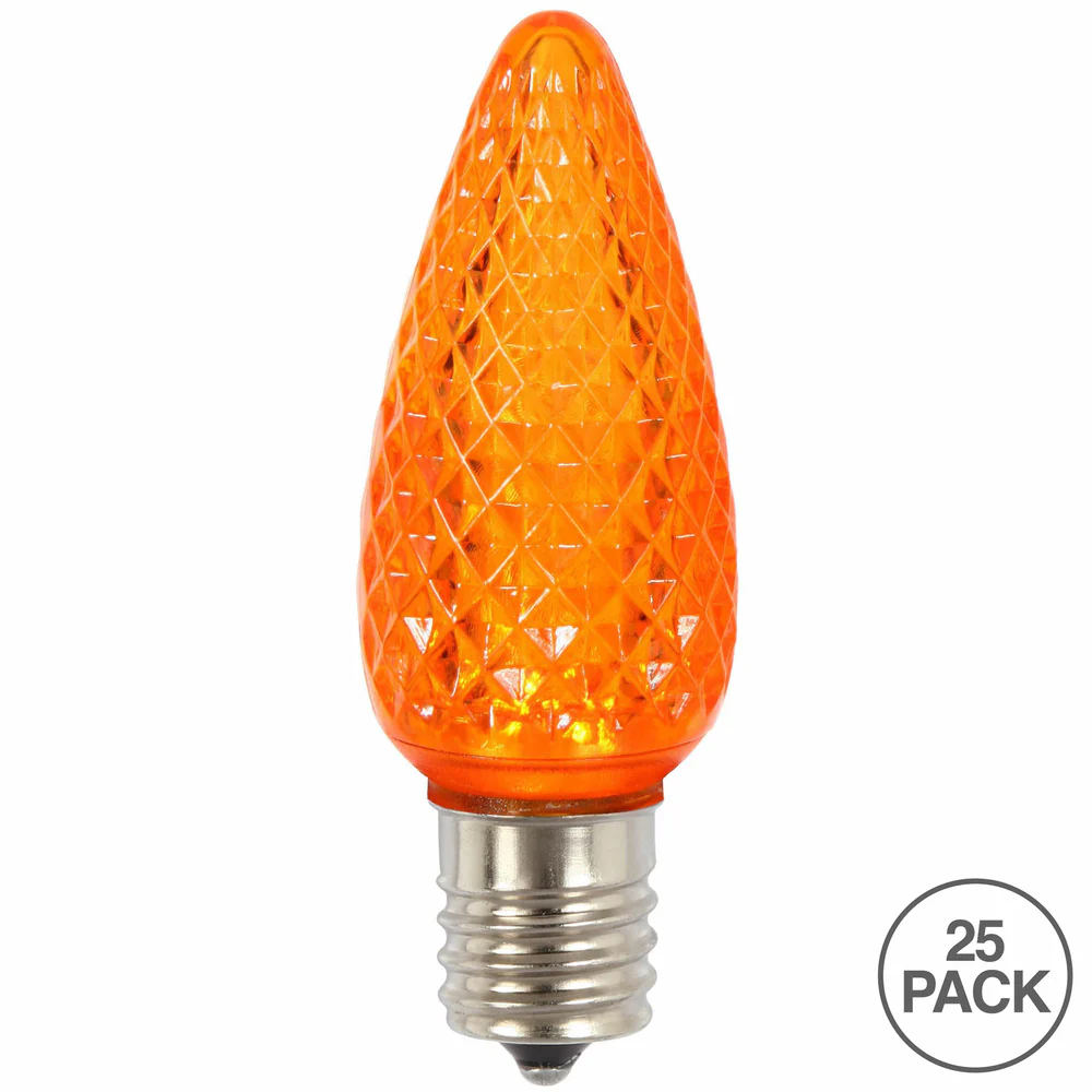 25Pk - Vickerman .8W C9 LED Orange Faceted Twinkle Light Bulb 120v - Image 2