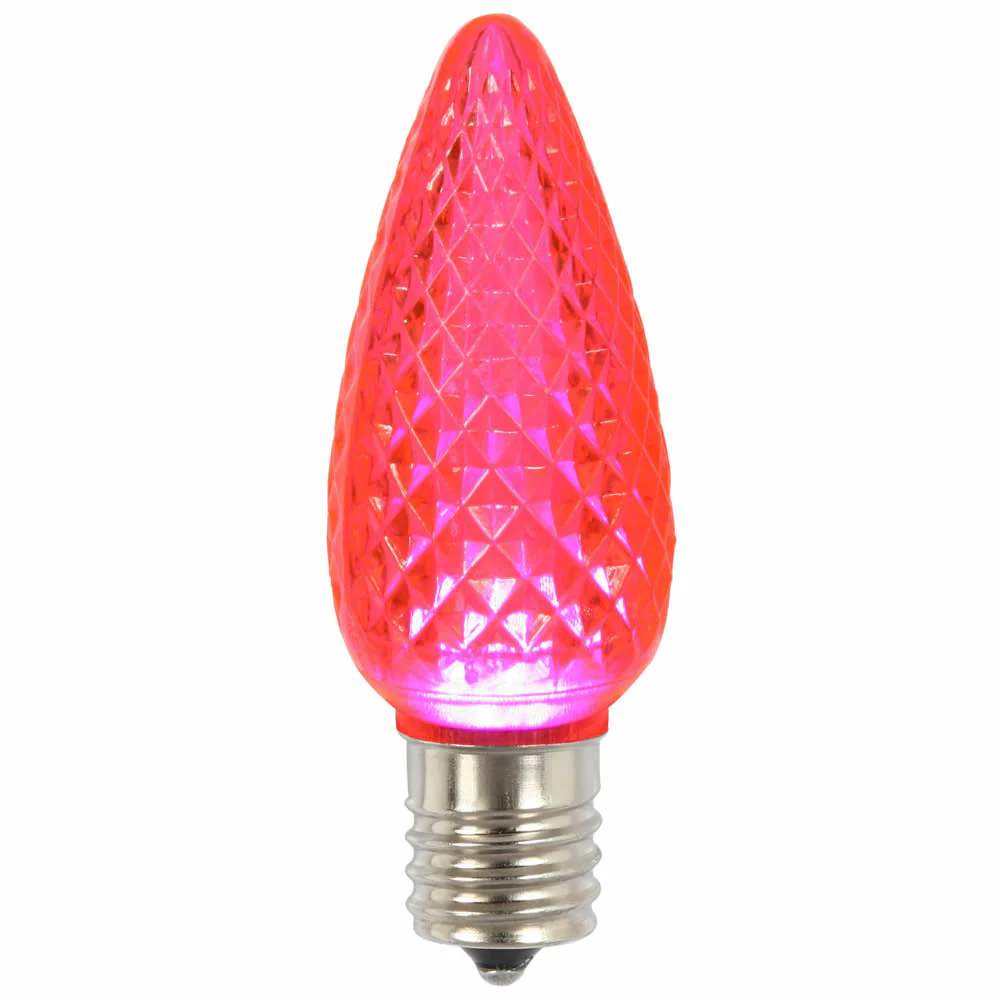 25Pk - Vickerman .8W C9 LED Pink Faceted Twinkle Light Bulb 120v