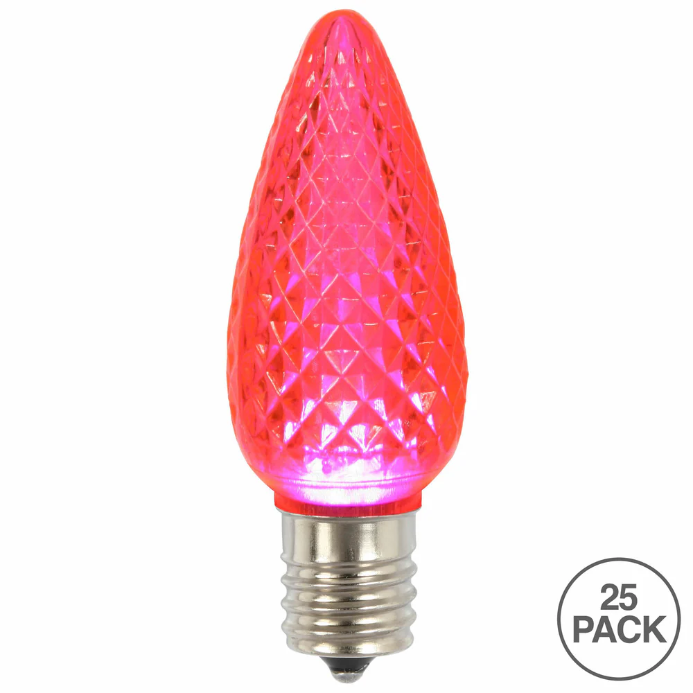 25Pk - Vickerman .8W C9 LED Pink Faceted Twinkle Light Bulb 120v - Image 2