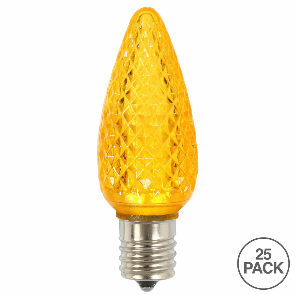 25Pk - Vickerman .8W C9 LED Yellow Faceted Twinkle Replacement Light Bulb 120v - Image 2
