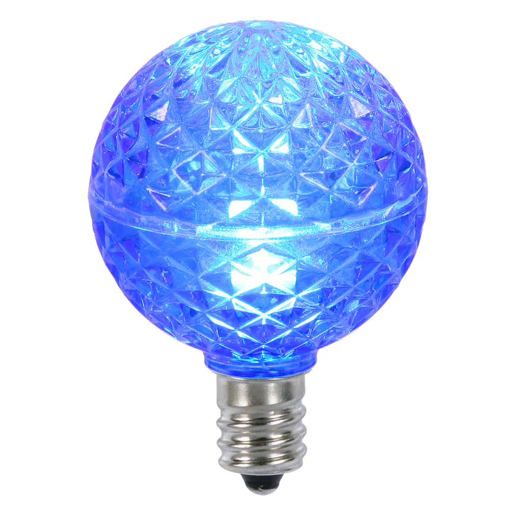25Pk - Vickerman Blue Faceted G40 LED Replacement Bulb - Image 3