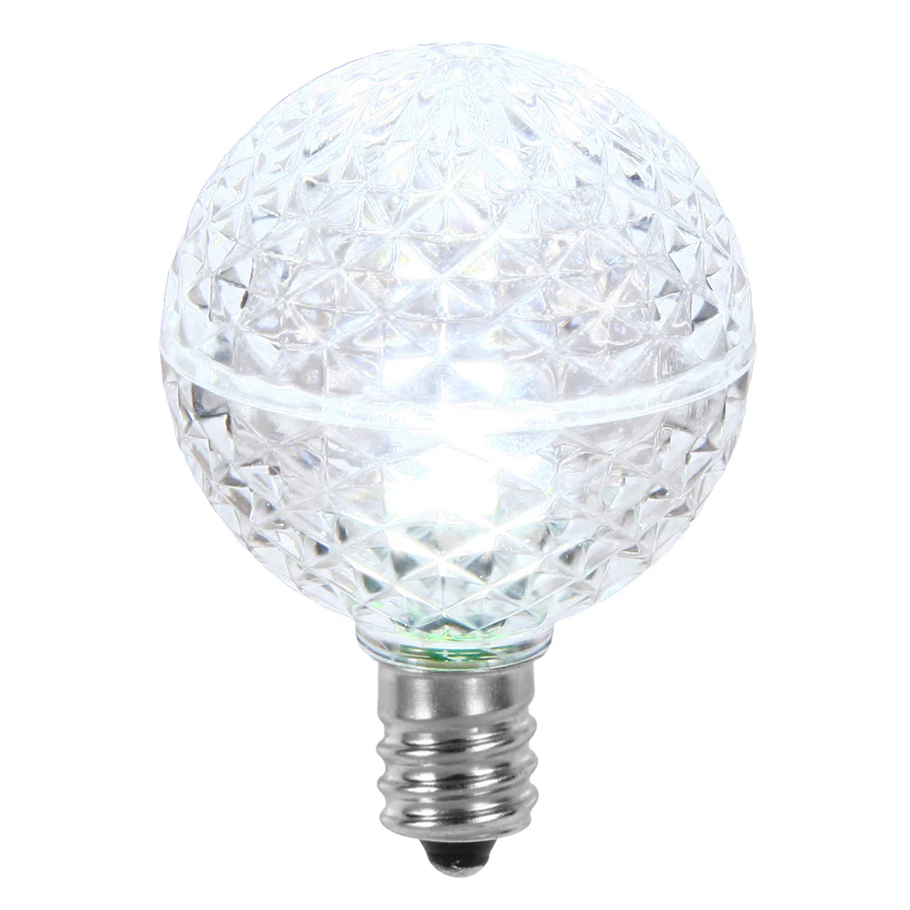 25Pk - Vickerman Cool White Faceted G40 LED Replacement Bulb - Image 3