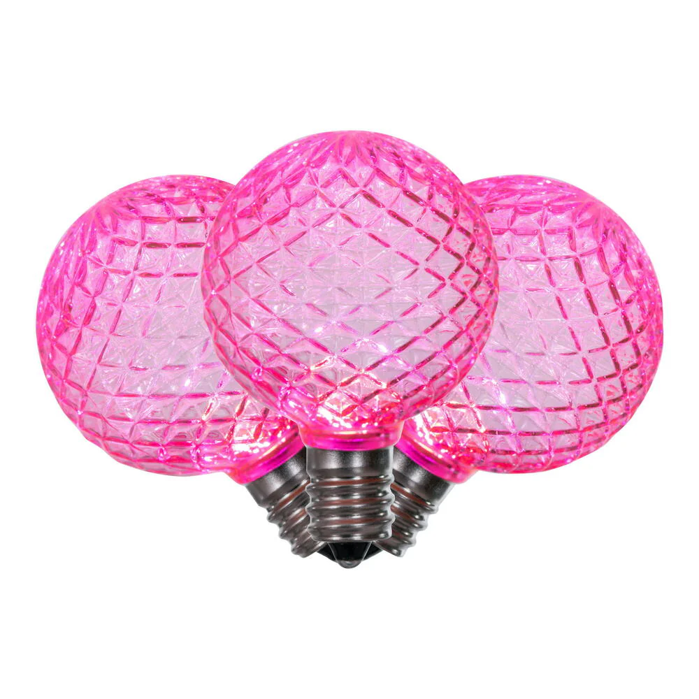 25Pk - Vickerman Pink Faceted G40 LED Replacement Bulb - Image 2