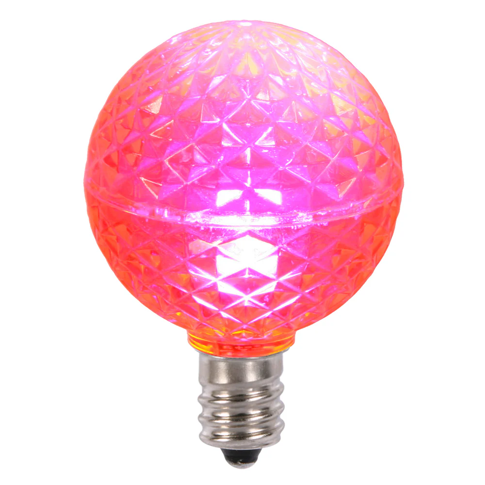 25Pk - Vickerman Pink Faceted G40 LED Replacement Bulb - Image 3