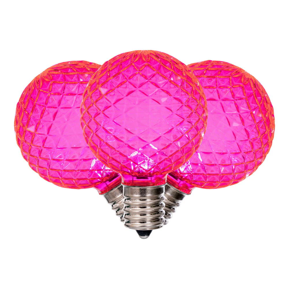 25Pk - Vickerman Pink Faceted G50 LED Replacement Bulb - Image 2