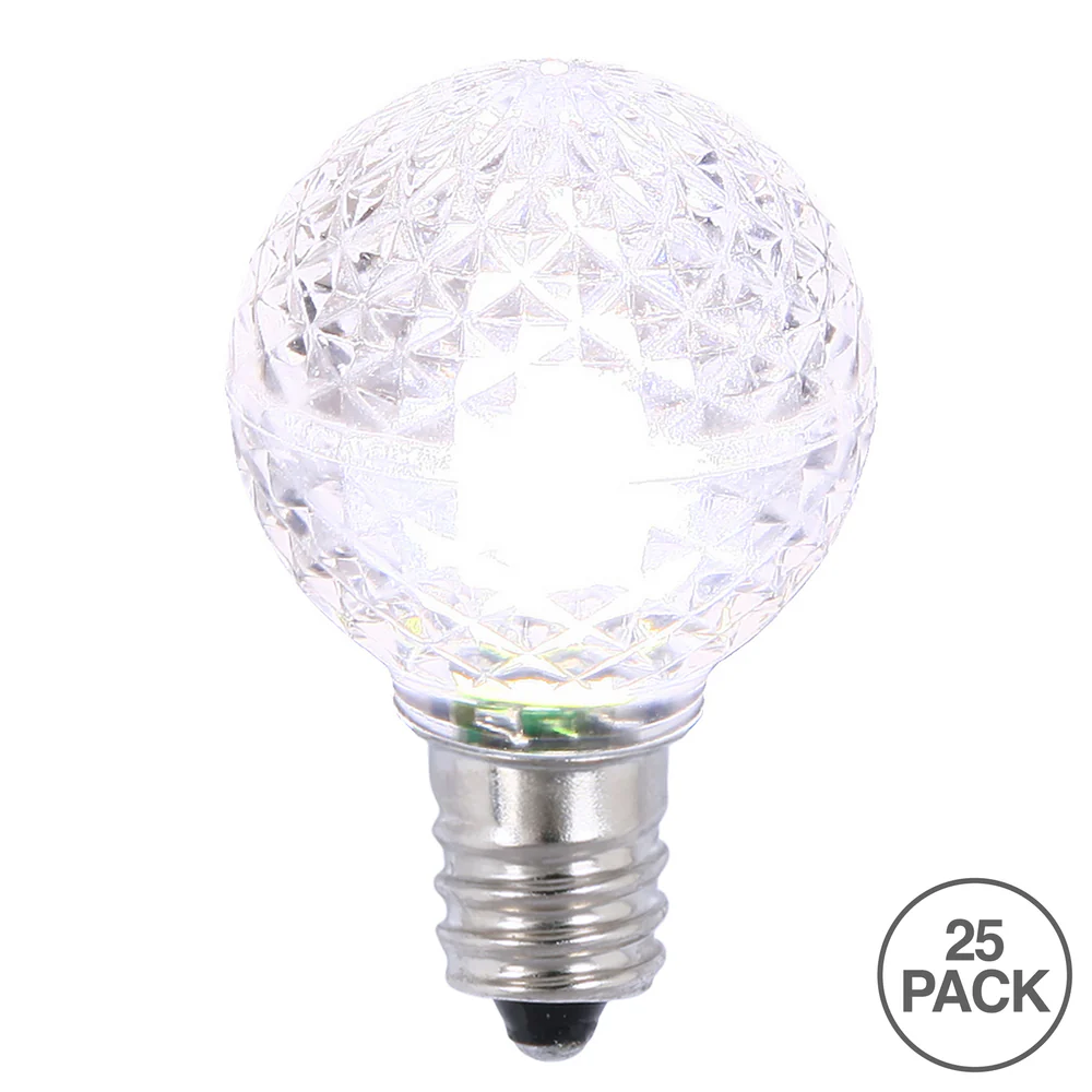 25PK - Vickerman Pure White Faceted G30 LED Replacement Bulb - Image 2