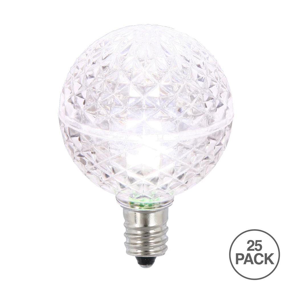 25Pk - Vickerman Pure White Faceted G40 LED Replacement Bulb - Image 2