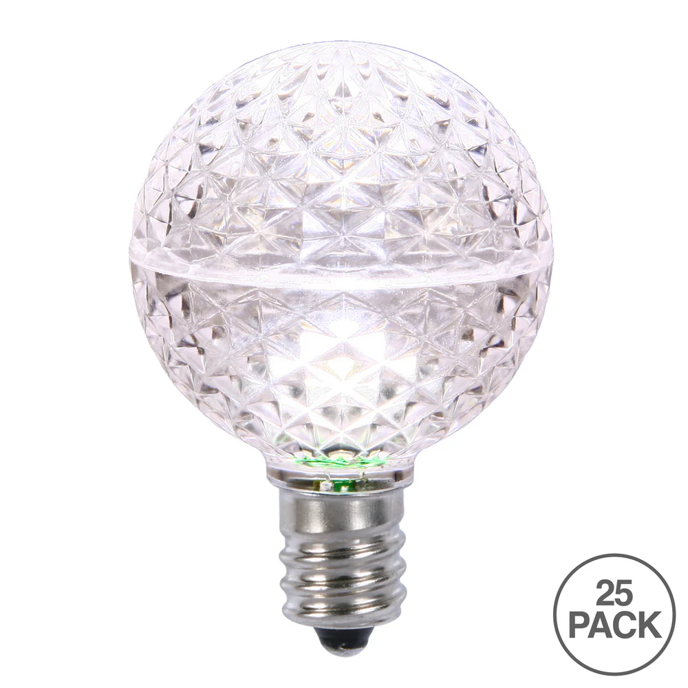 25Pk - Vickerman Pure White Faceted G50 LED Replacement Bulb - Image 2