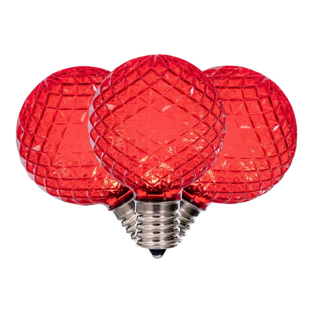 25Pk - Vickerman Red Faceted G50 LED Replacement Bulb - Image 2