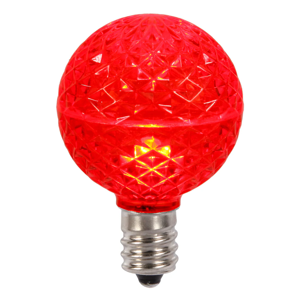 25Pk - Vickerman Red Faceted G50 LED Replacement Bulb - Image 3