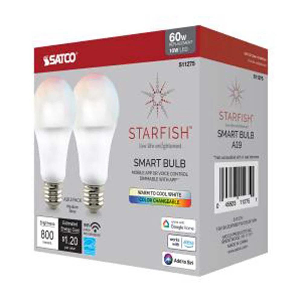 2Pk - 10W A19 LED RGB & Tunable White Starfish IOT 800 Lumens 120v - Image 4