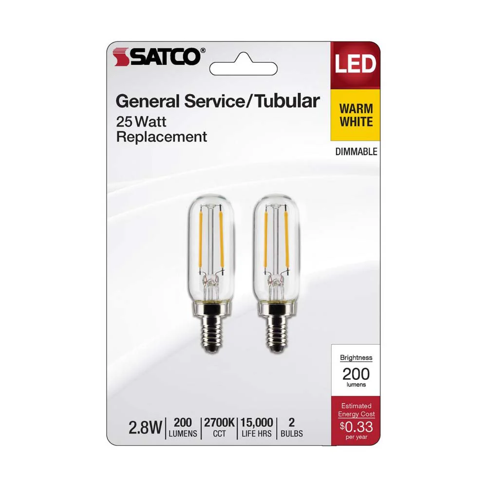 2Pk - 2.8W T6 LED Clear Candelabra Base 2700K 200 Lumens 120v - Image 2
