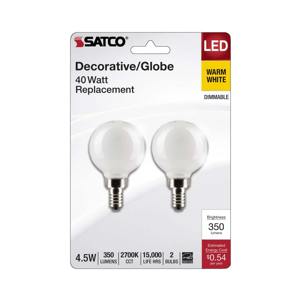 2Pk - 4.5W G16.5 LED White Candelabra Base 2700K 350 Lumens 120v - Image 2