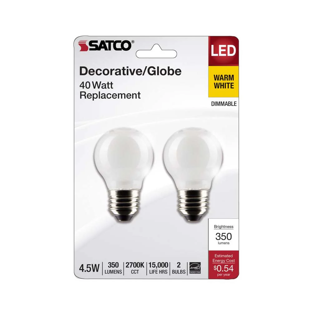 2Pk - 4.5W G16.5 LED White Medium Base 2700K 350 Lumens 120v - Image 2