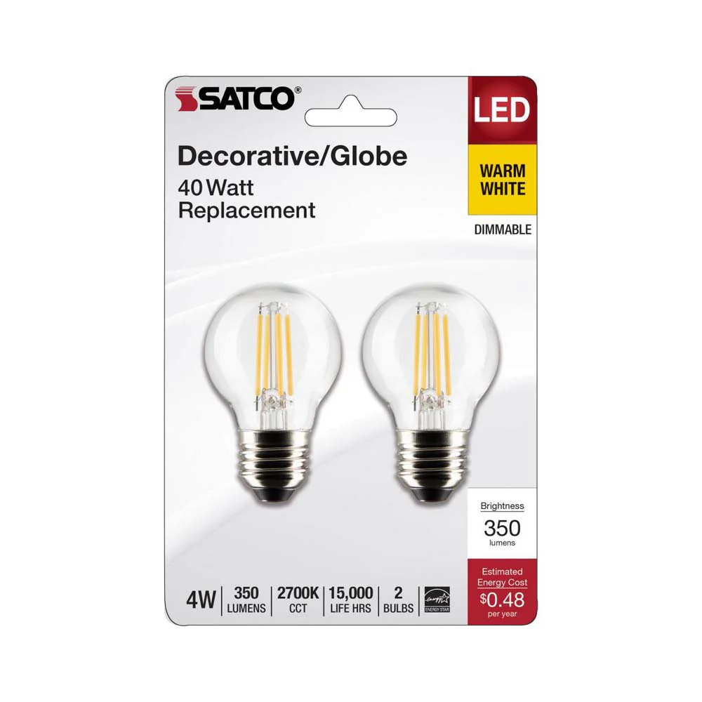 2Pk - 4W G16.5 LED Clear Medium Base 2700K 350 Lumens 120v - Image 2
