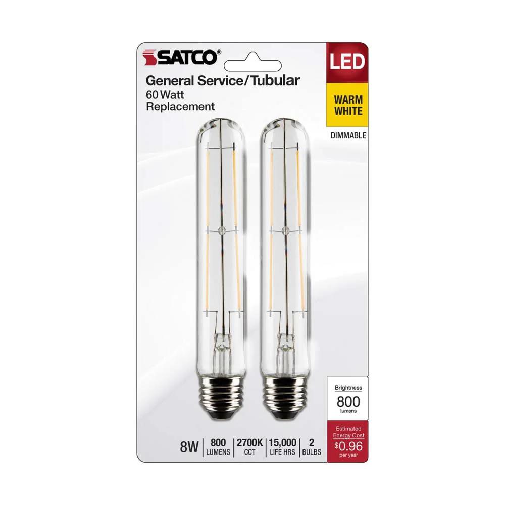 2Pk - 8W T9 LED Clear Medium Base 2700K 800 Lumens 120v - Image 2