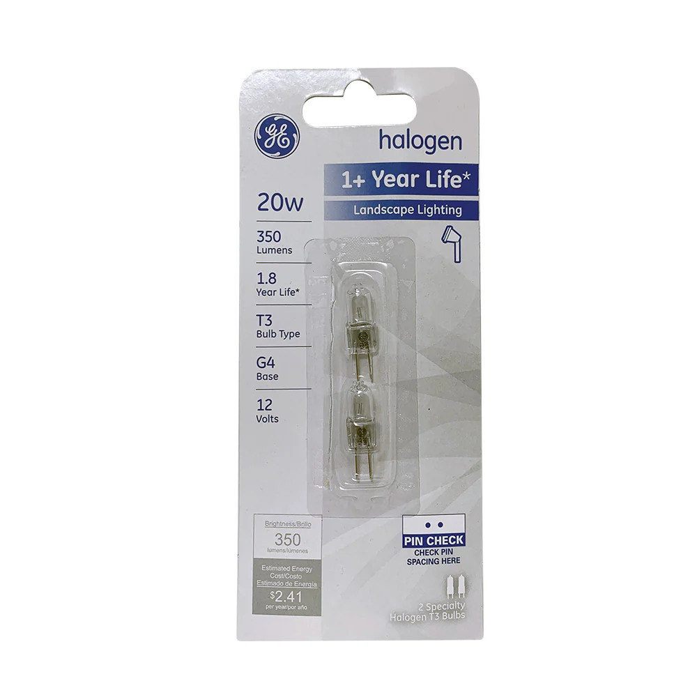 2PK - GE 20w 12v G4 Bi-Pin Base T3 350Lumens 2750K Halogen Bulb - Image 3