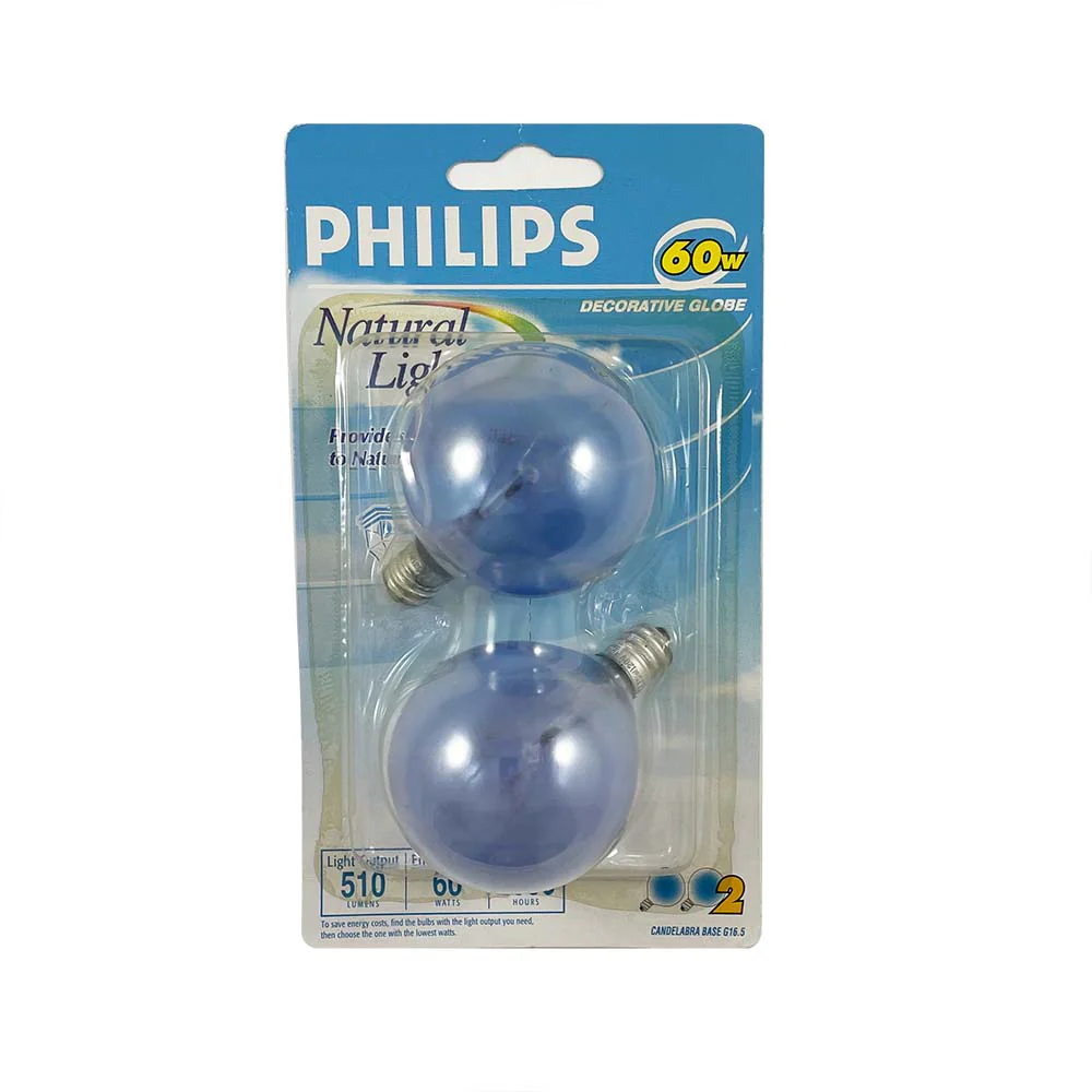 2Pk - Philips 60w G16.5 Globe E12 Candelabra Base Natural Daylight Bulb - Image 3