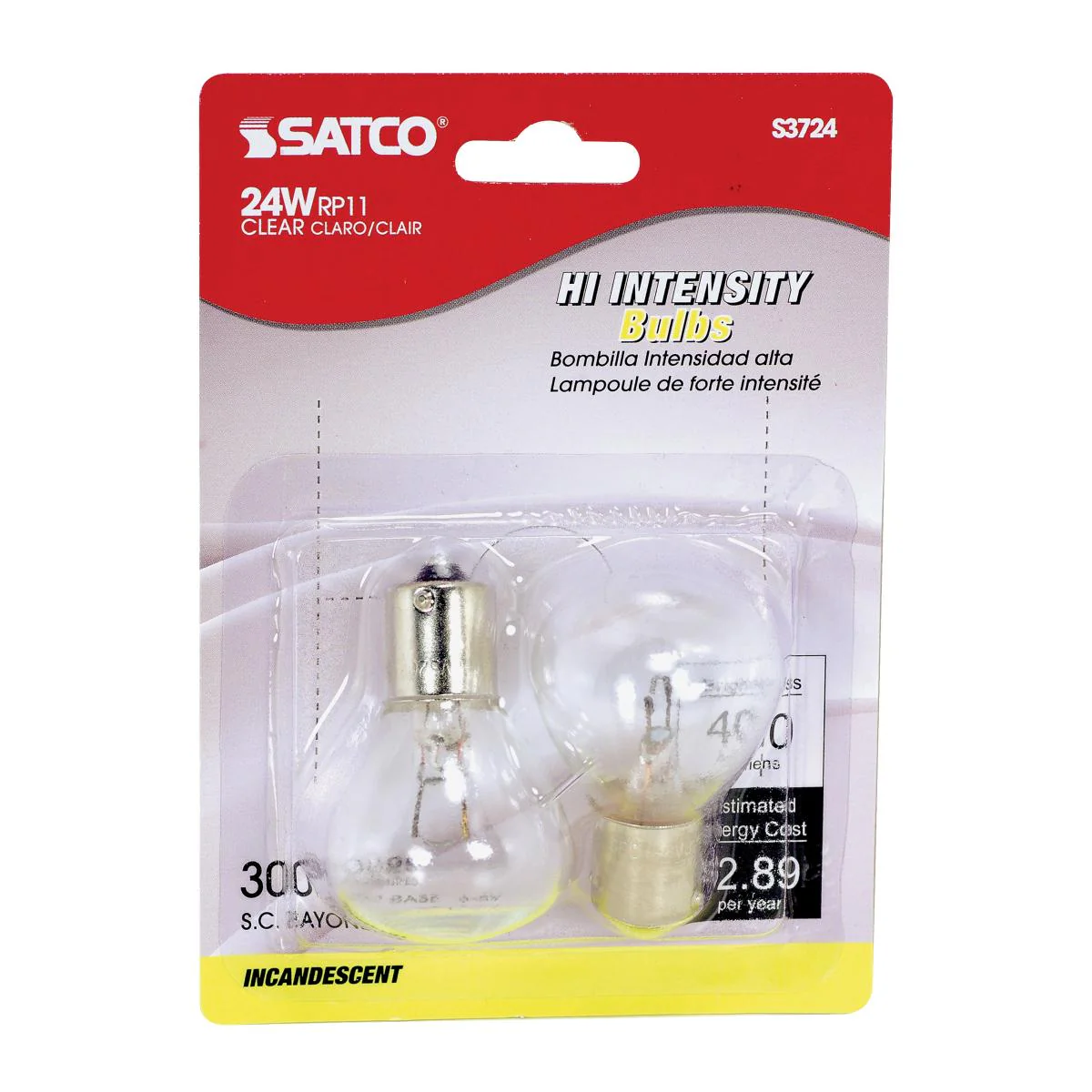 2Pk - Satco 24.24w 6.2v RP11 Bayonet Single Contact Base Clear Finish Bulb - Image 2