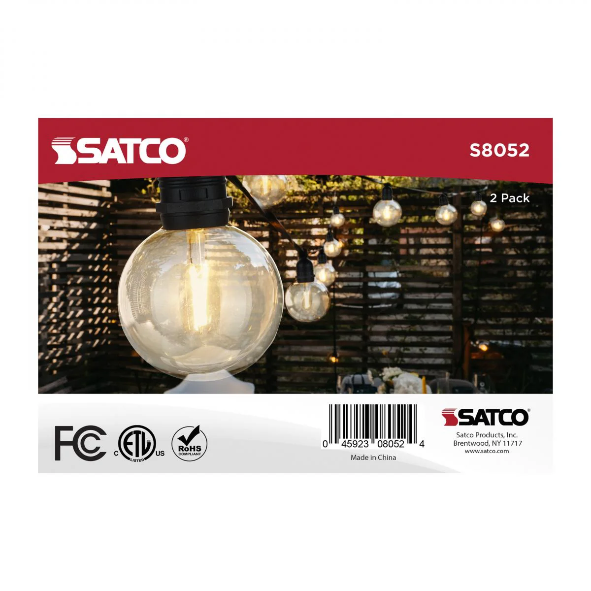 2Pk - Satco 2w G25 LED Replacement String Light E26 Base 2200K 120v Clear Bulb - Image 3