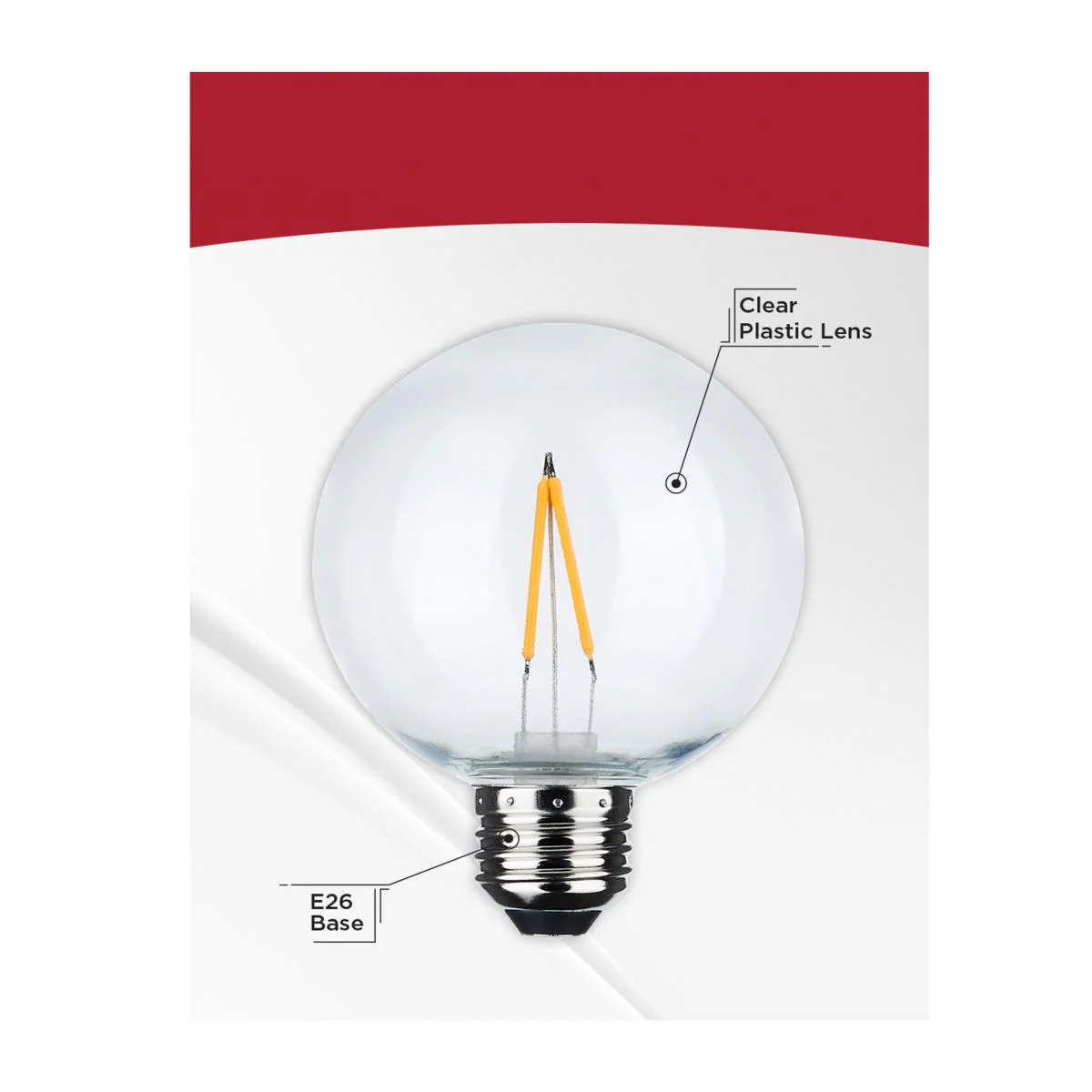 2Pk - Satco 2w G25 LED Replacement String Light E26 Base 2200K 120v Clear Bulb - Image 5