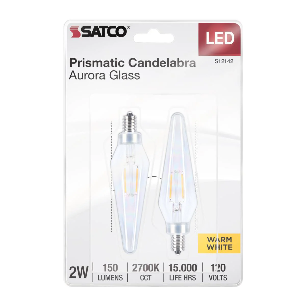 2Pk - Satco 2w Prismatic HX11 LED 2700K CCT E12 Candelabra Base Aurora Finish - Image 3