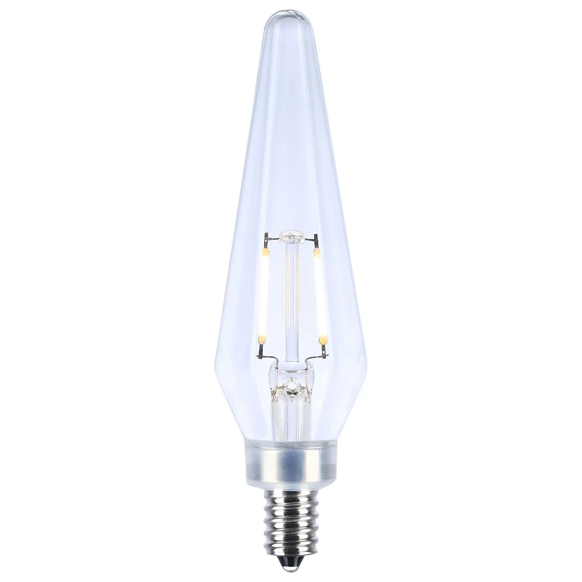 2Pk - Satco 2w Prismatic HX11 LED 2700K CCT E12 Candelabra Base Clear Finish - Image 2