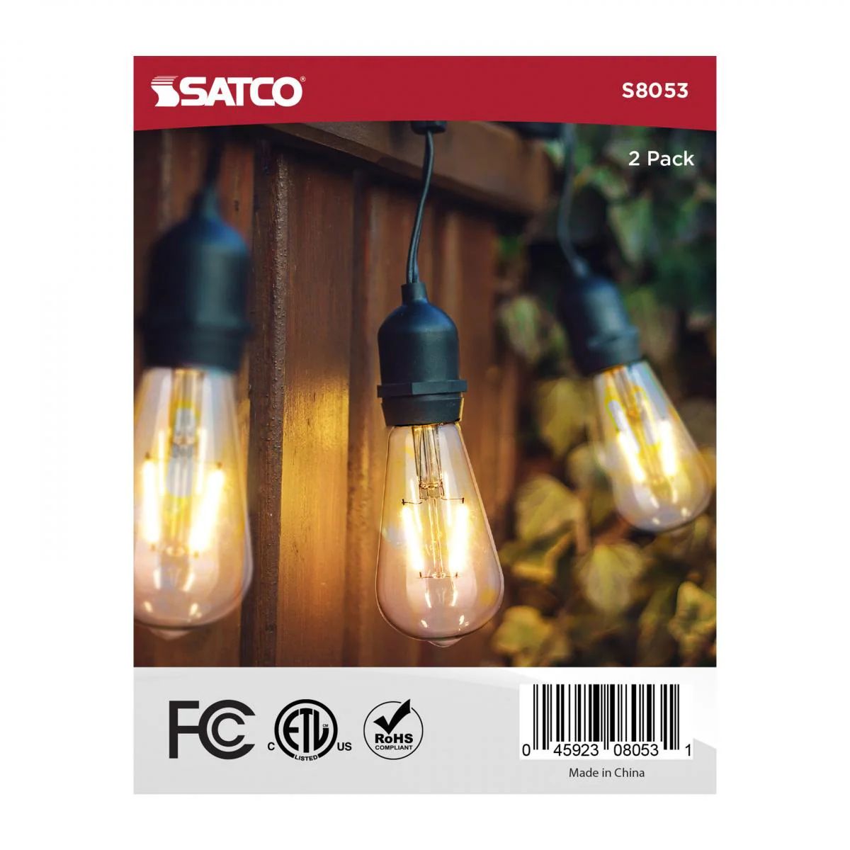 2Pk - Satco 2w ST19 LED Replacement String Light E26 Base 2200K 120v Clear Bulb - Image 3