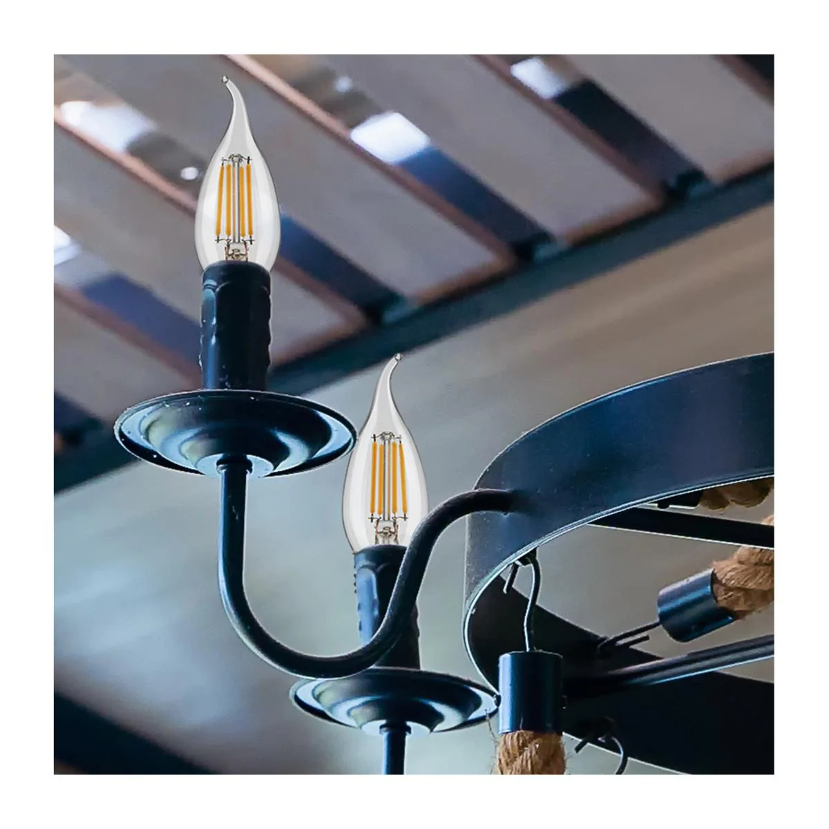 2Pk - Satco 4w CA10 LED E26 Medium Base 5000K 120v Clear Finish Bulb - Image 4