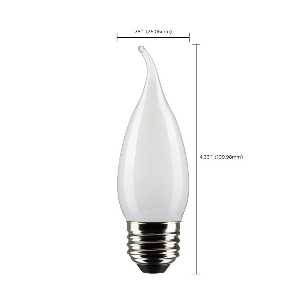 2Pk - Satco 4w CA10 LED E26 Medium Base 5000K 120v Frosted Finish Bulb - Image 7