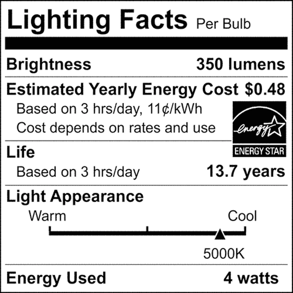 2Pk - Satco 4w G16.5 LED E26 Medium Base 5000K 120v Clear Finish Bulb - Image 8