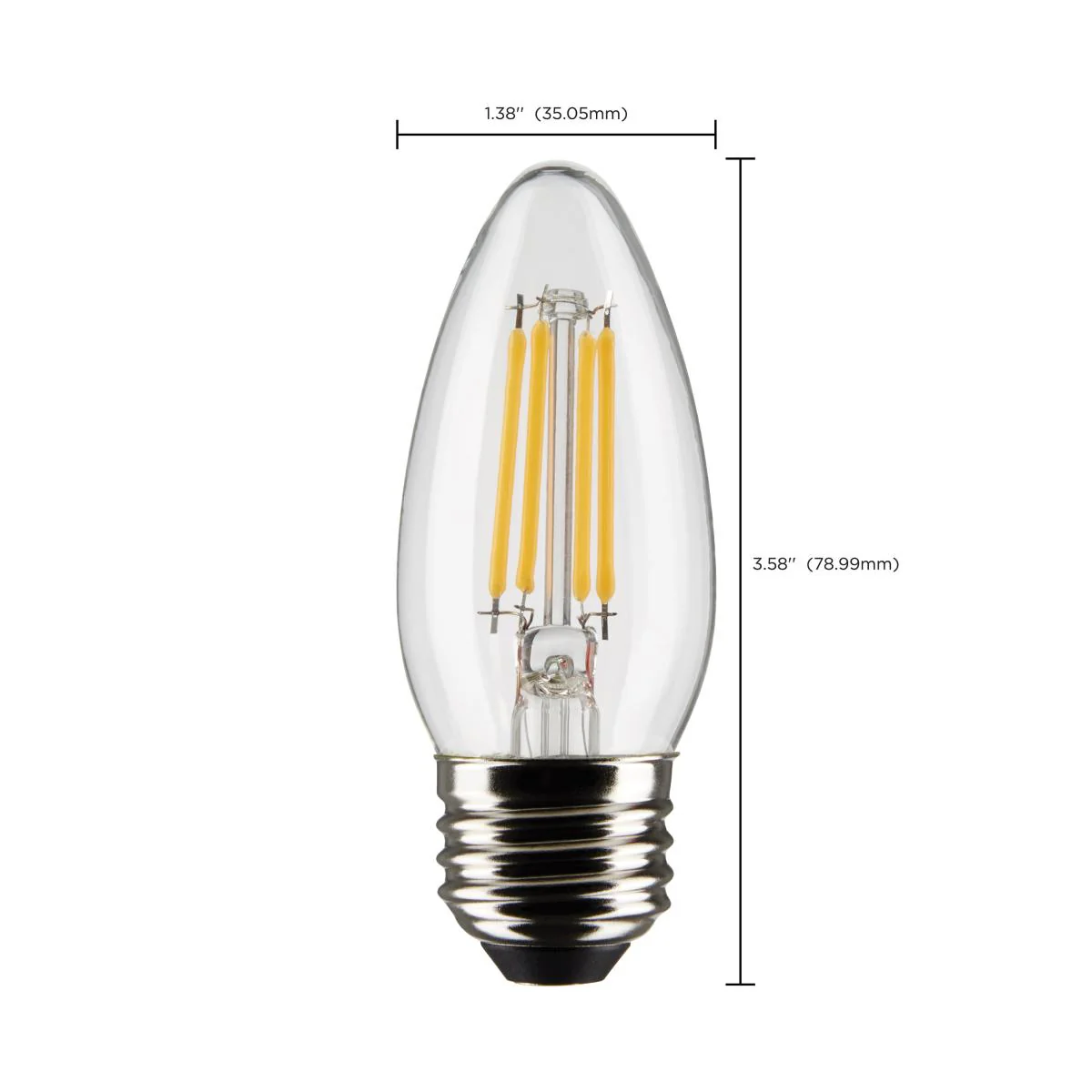 2Pk - Satco 5.5w B11 LED E26 Medium Base 5000K 120v Clear Finish Bulb - Image 7