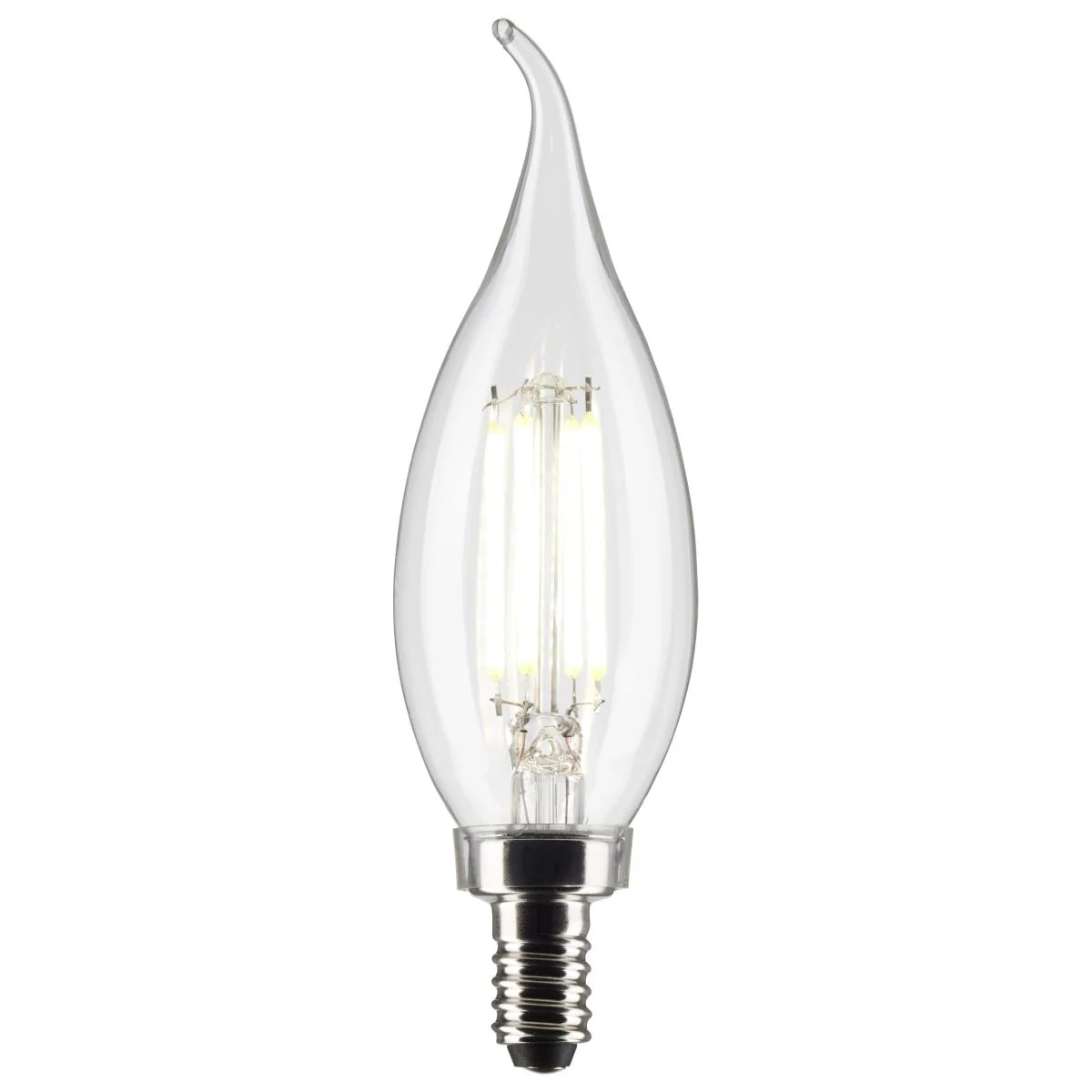 2Pk - Satco 5.5w CA10 LED E12 Candelabra Base 5000K 120v Clear Finish Bulb - Image 2