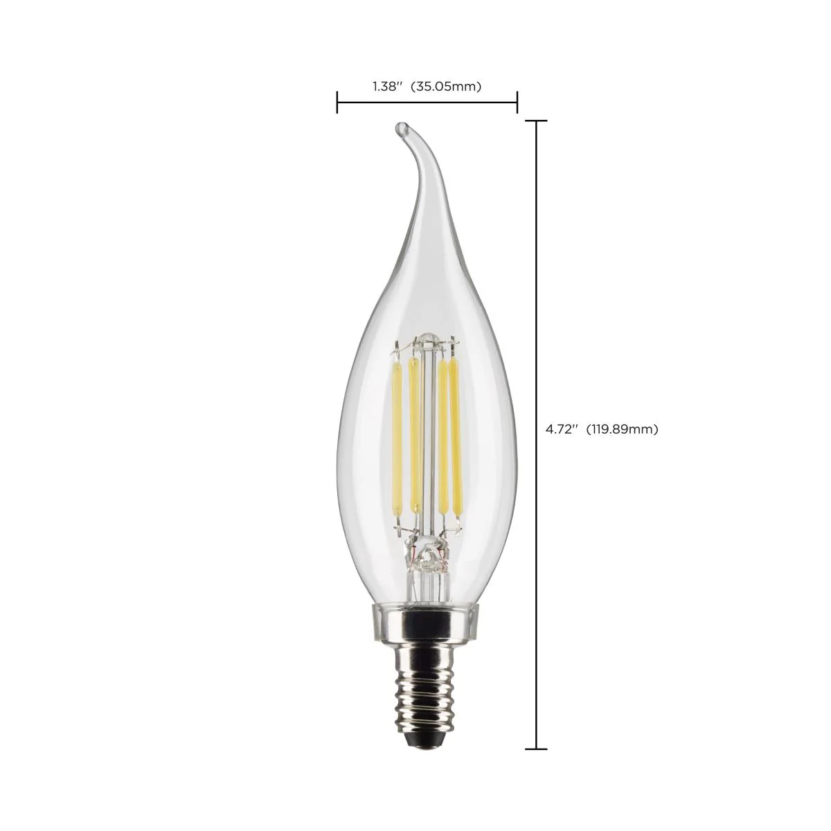 2Pk - Satco 5.5w CA10 LED E12 Candelabra Base 5000K 120v Clear Finish Bulb - Image 7