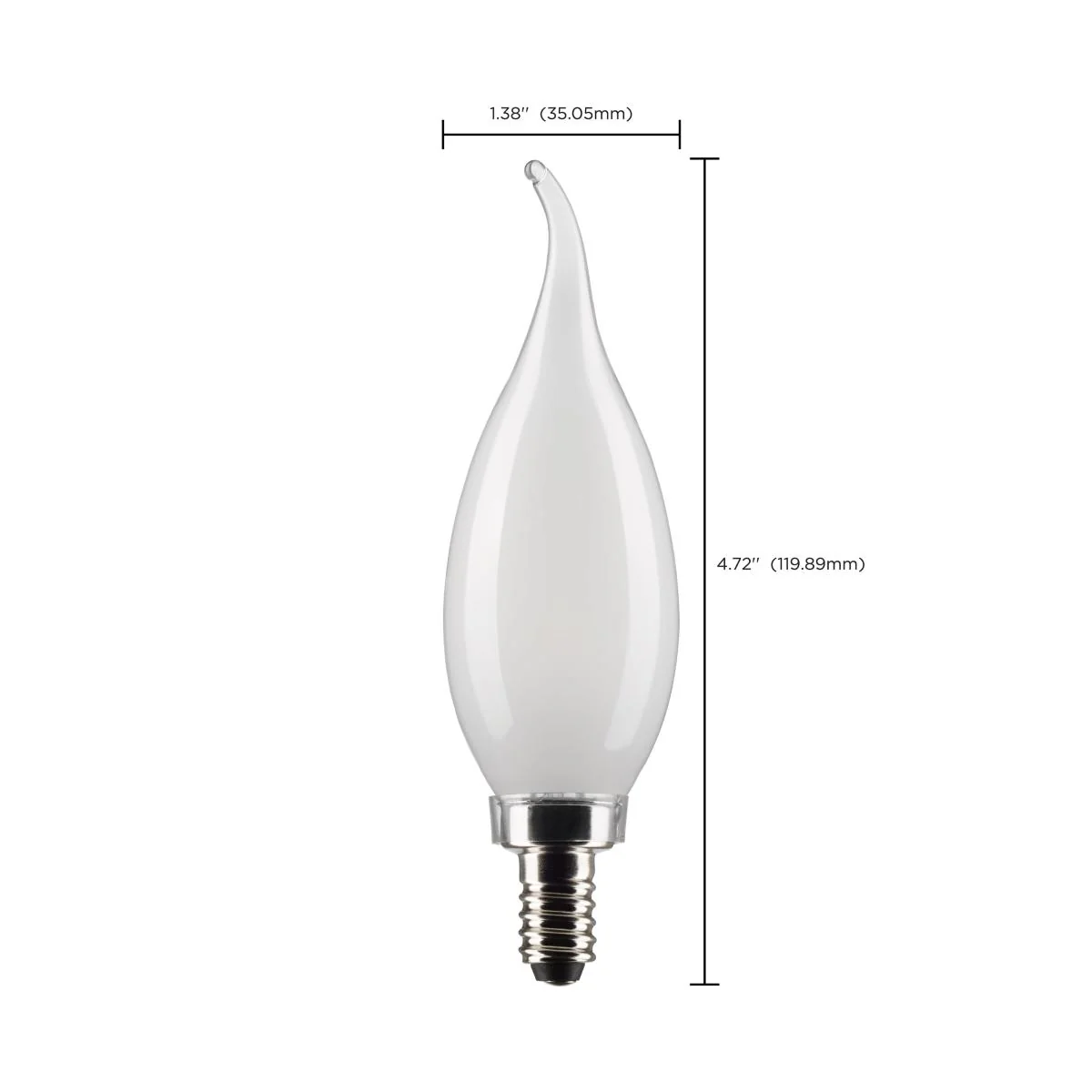 2Pk - Satco 5.5w CA10 LED E12 Candelabra Base 5000K 120v Frosted Finish Bulb - Image 7
