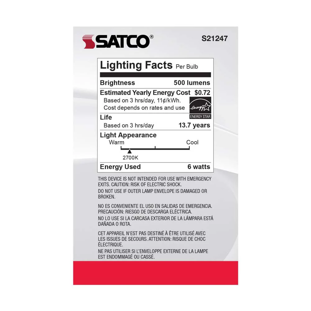 2Pk - Satco 6w G25 Globe Filament LED 2700K Medium Base Dimmable - 60w equiv - Image 6