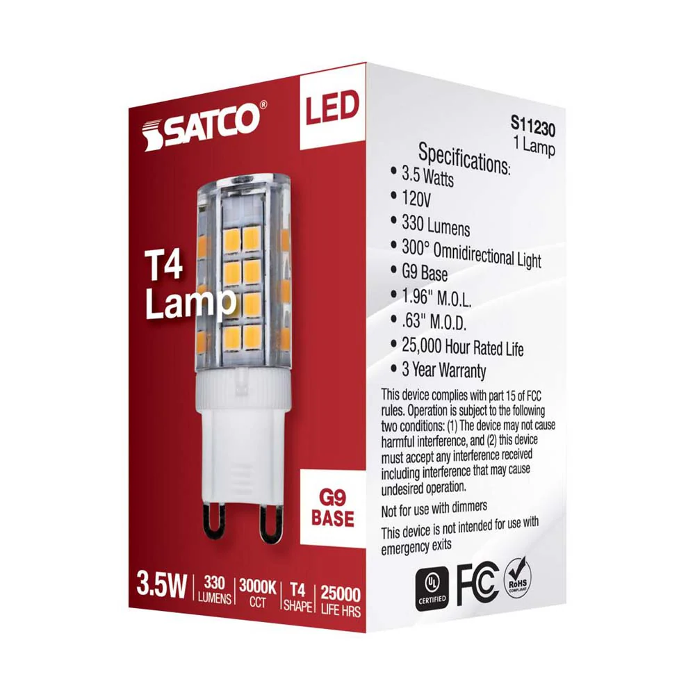 3.5W JCD LED Clear 3000K G9 G9 Double Loop Base 120v - Image 7