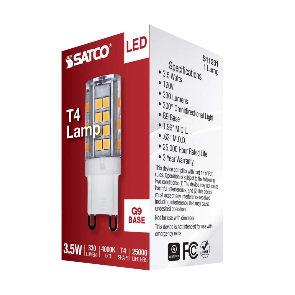 3.5W JCD LED Clear 4000K G9 G9 Double Loop Base 120v - Image 7