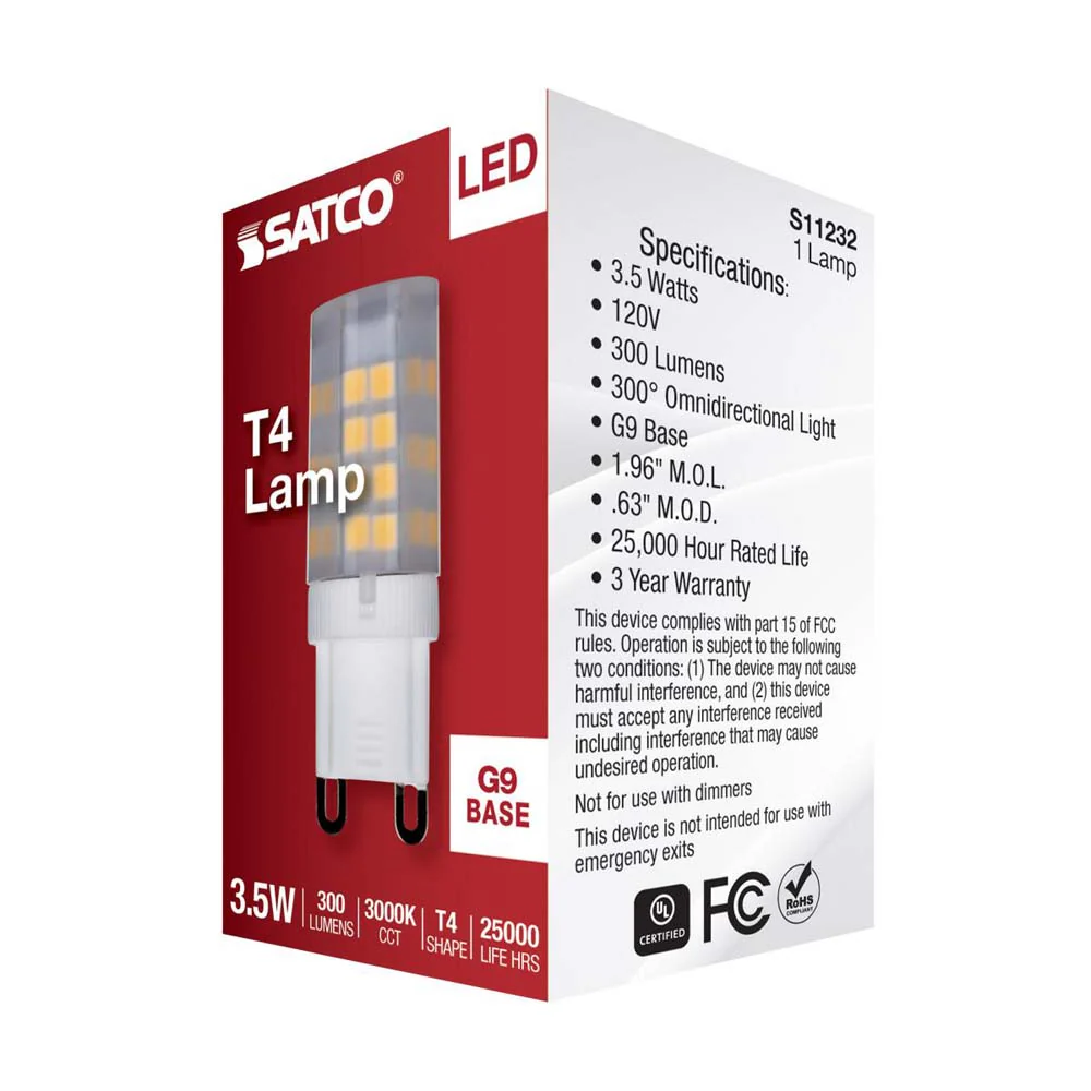 3.5W JCD LED Frosted 3000K G9 G9 Double Loop Base 120v - Image 7