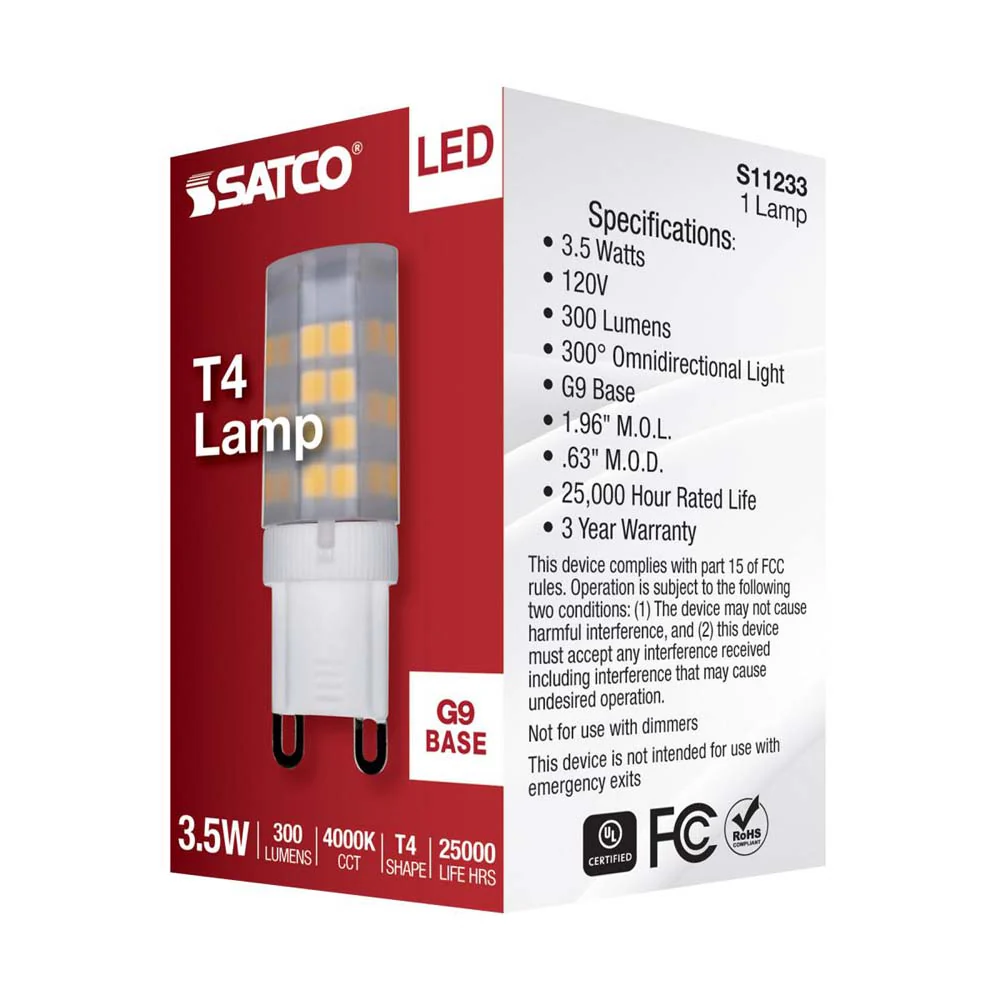 3.5W JCD LED Frosted 4000K G9 G9 Double Loop Base 120v - Image 7