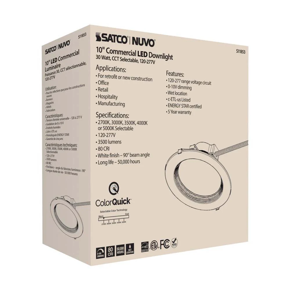 30w Commercial LED Downlight 10 in. CCT Adjustable 120-277v Econo - Image 8