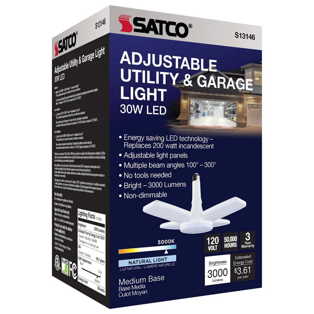 30W LED Garage Utility Light 5000K E26 base Adjustable Beam Angle - 200W equiv - Image 10