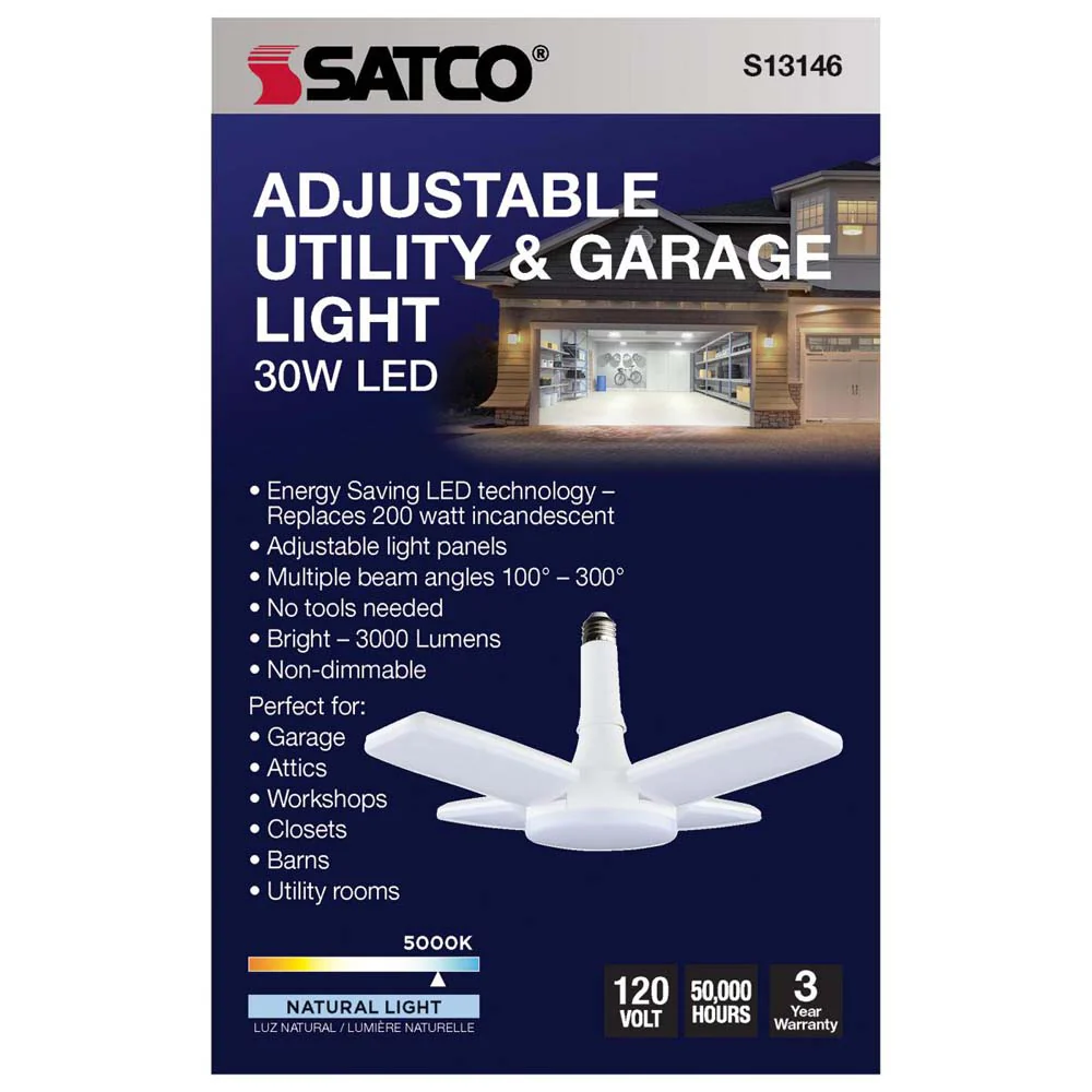 30W LED Garage Utility Light 5000K E26 base Adjustable Beam Angle - 200W equiv - Image 7