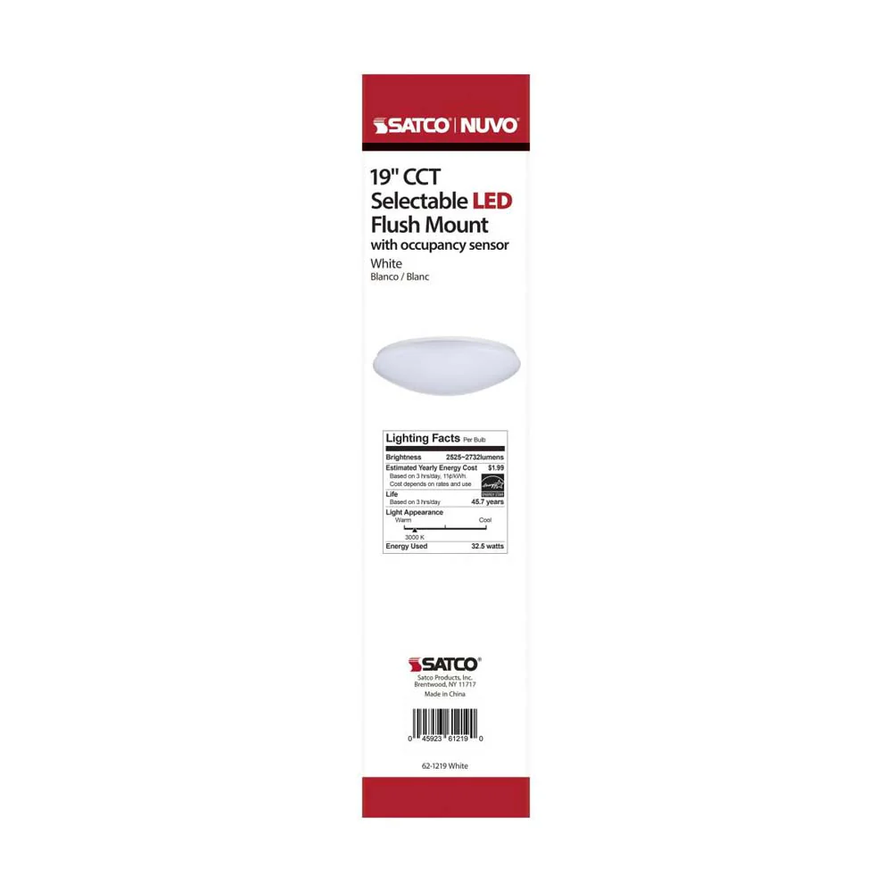 32.5w 19-in CCT Selectable Round Acrylic with Sensor LED Flush Mounted Fixture - Image 10