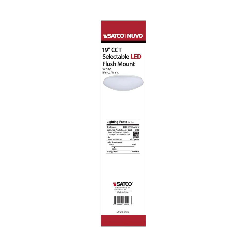 32w 19-in CCT Selectable Round White Acrylic LED Flush Mounted Fixture - Image 10