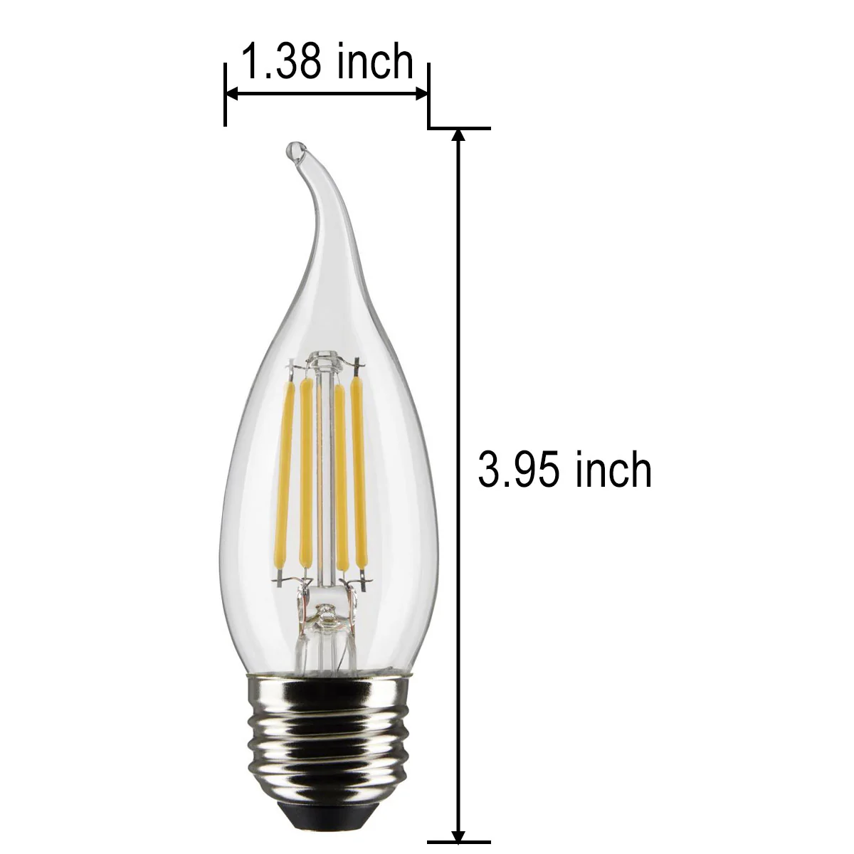 3PK - 4.5w CA11 Candle LED 2700K Medium Base Non-Dimmable - 40w equiv - Image 4
